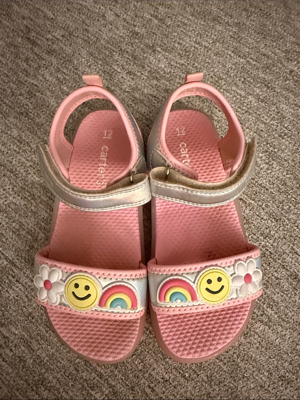 Carter's Light up Pink Sandals with Rainbow & Smiley Accents